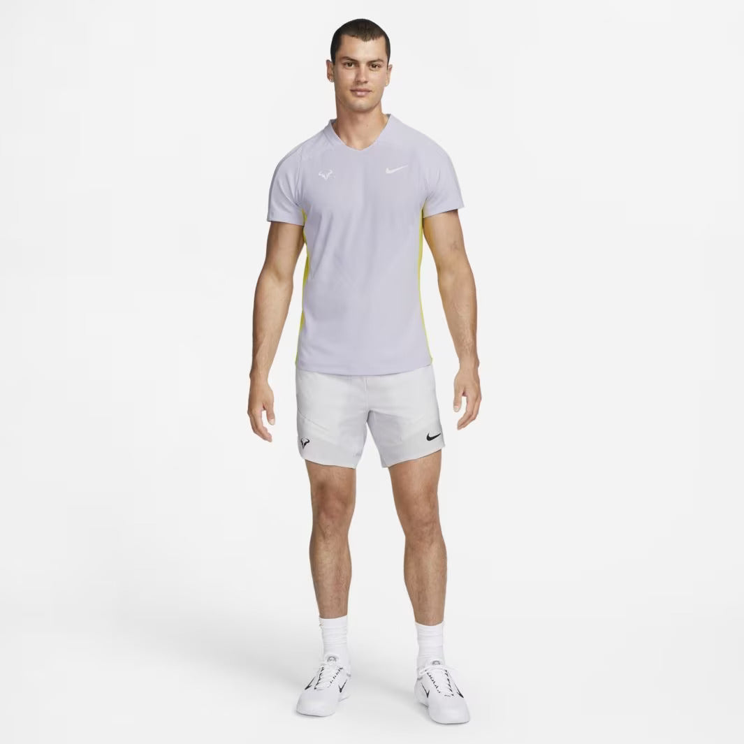 Nike Court Dri-Fit ADV Rafa Shortsleeve Top - Violet Frost/Yellow Strike/White