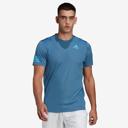 adidas Club 3 Stripe Tee - Altered Blue/Sky Rush