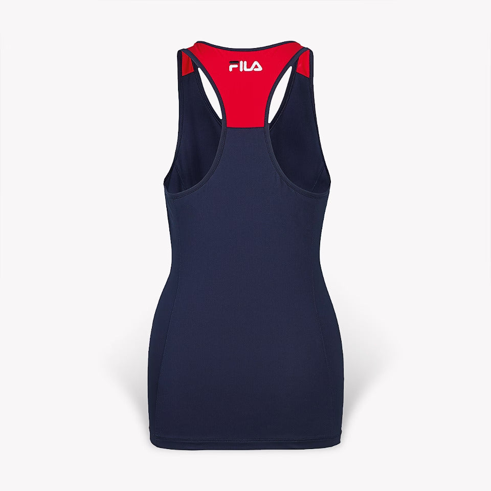 Fila Women's Heritage Racerback Tank - Navy/Chinese Red