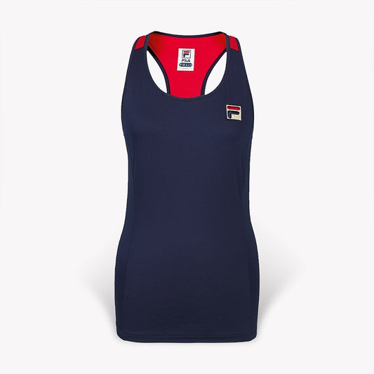 Fila Women's Heritage Racerback Tank - Navy/Chinese Red