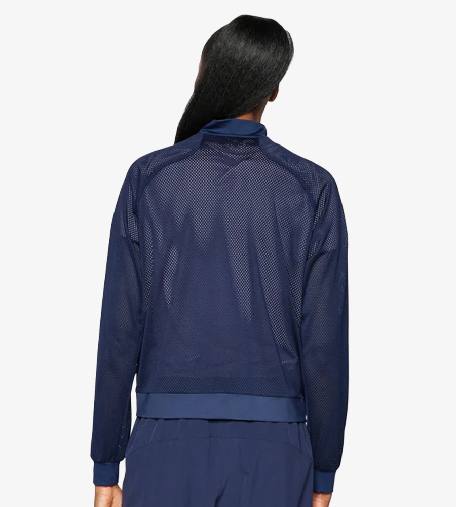 Asics Women's Match Jacket navy, breathable tennis activewear with mesh panels for optimal court performance in HK.