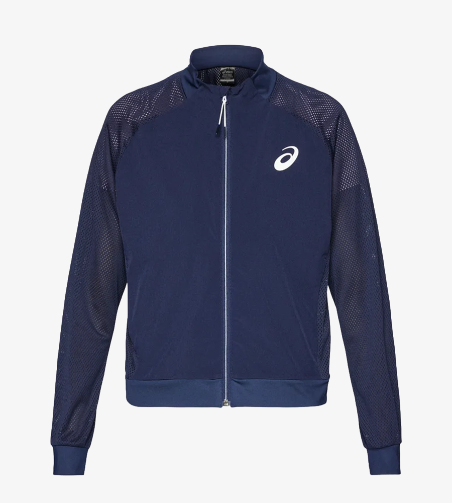 Asics Women's Match Jacket navy, breathable tennis activewear with mesh panels for optimal court performance in HK.